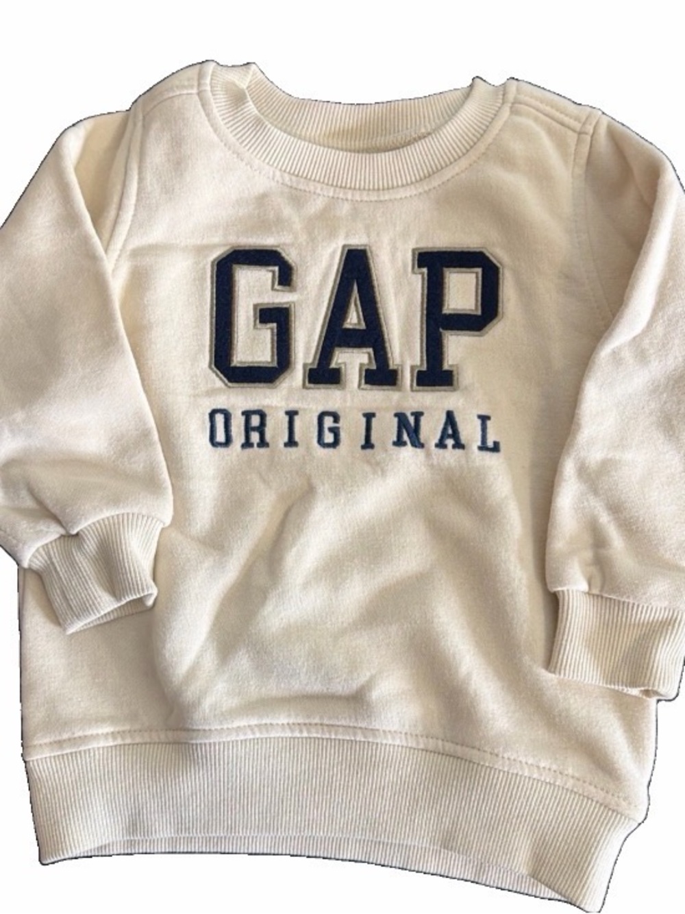 Gap Kids 2 Pc Cream Navy Logo Pullover Sweater Cotton Fleece Sweatpants 18months